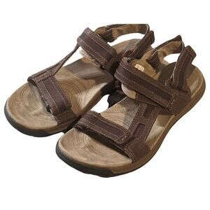 Merrell Traveler Tilt Sandals Mens 10 Expresso Brown Leather Comfort Hiking